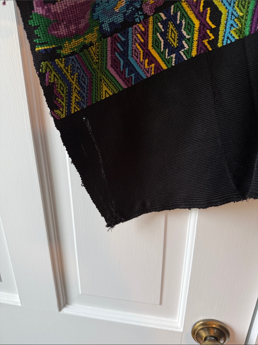 Handmade Embroidered Poncho Cape Black Purple Blue Floral Unique Boho Artsy - Picture 5 of 9